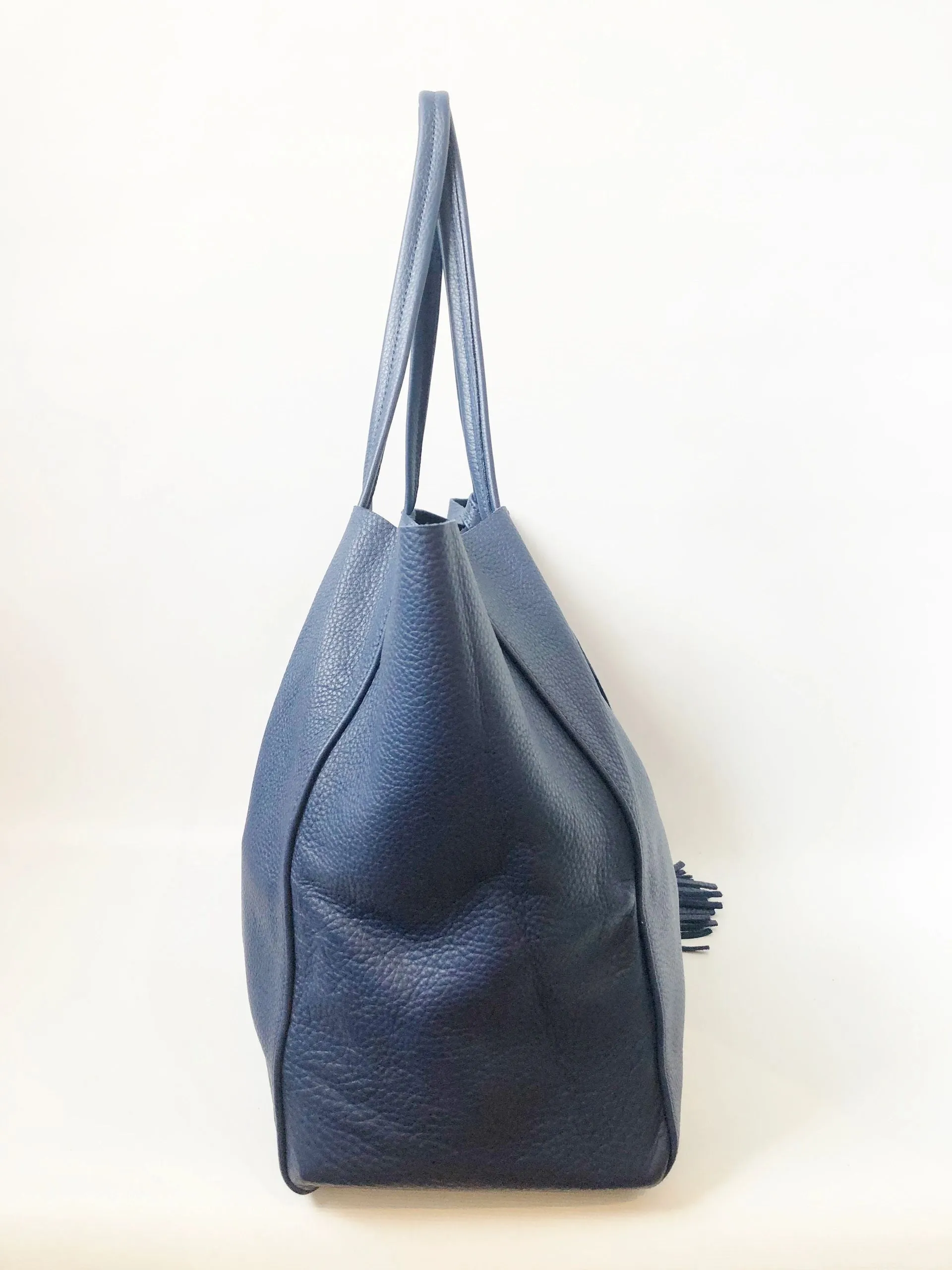 Blue Leather Tote