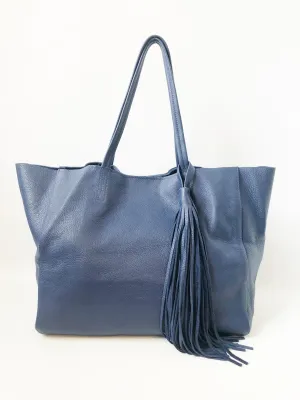 Blue Leather Tote