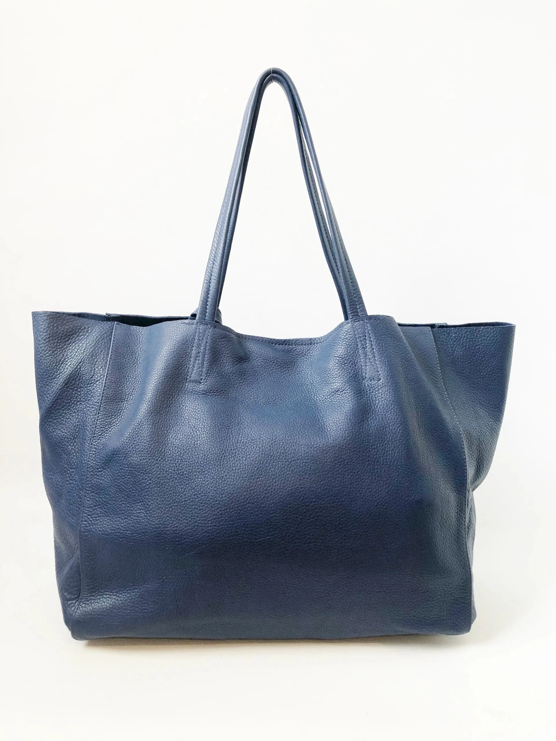 Blue Leather Tote