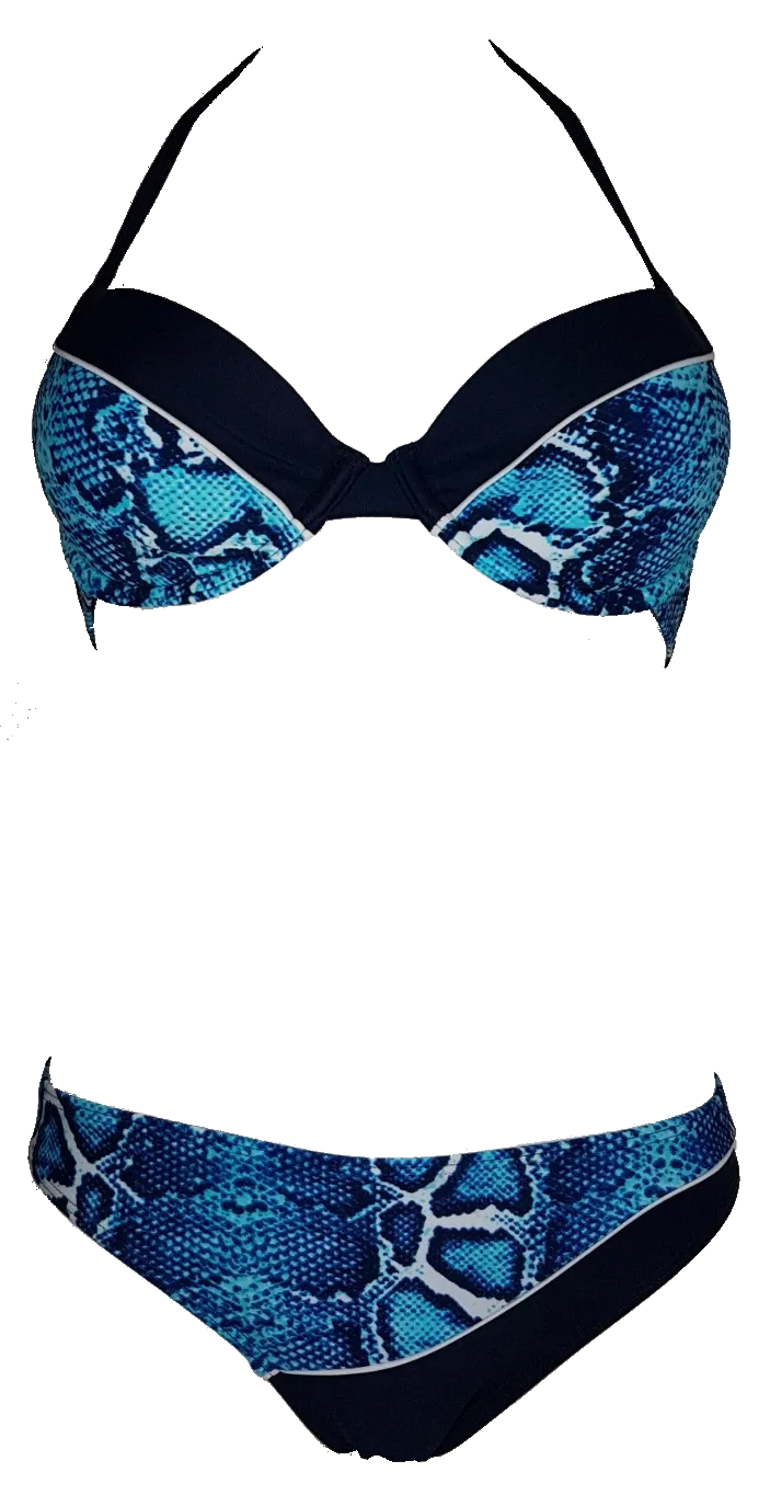 Blue snake print Push-Up Bikini Bra