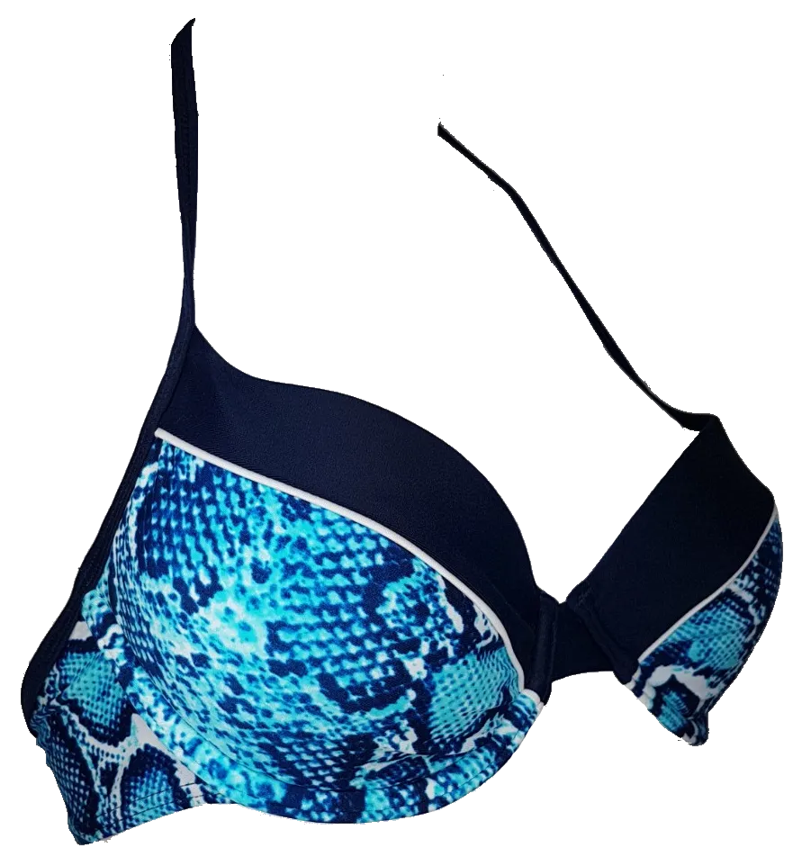 Blue snake print Push-Up Bikini Bra