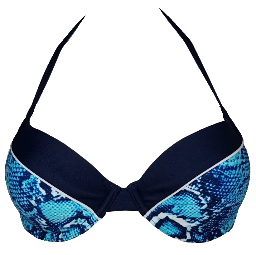 Blue snake print Push-Up Bikini Bra