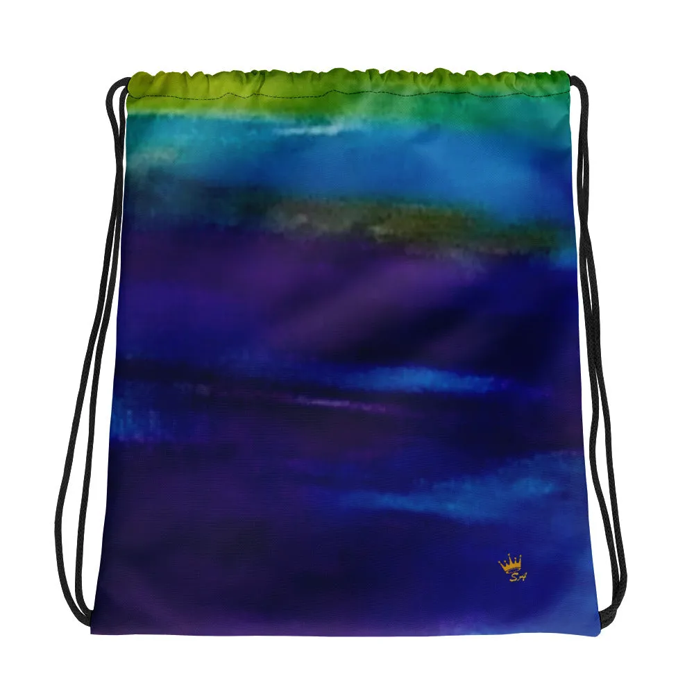 Blue Wave Drawstring bag
