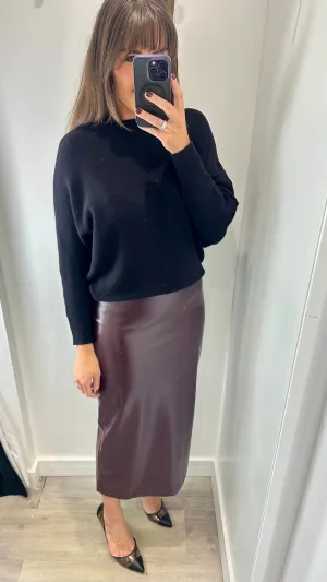 BORDEAUX FAUX LEATHER SKIRT