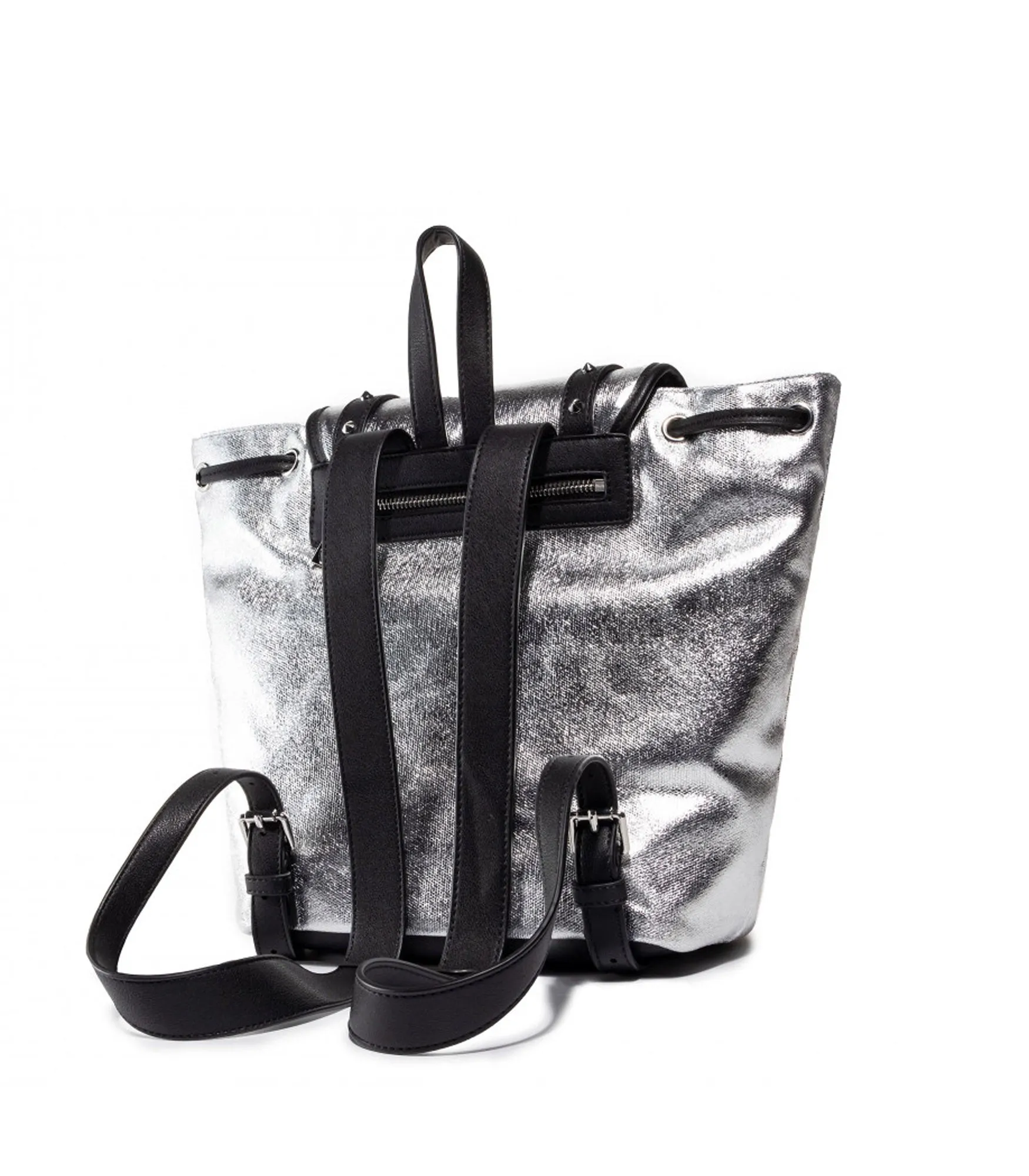 Borsa Canvas - Argento   Pu Nero