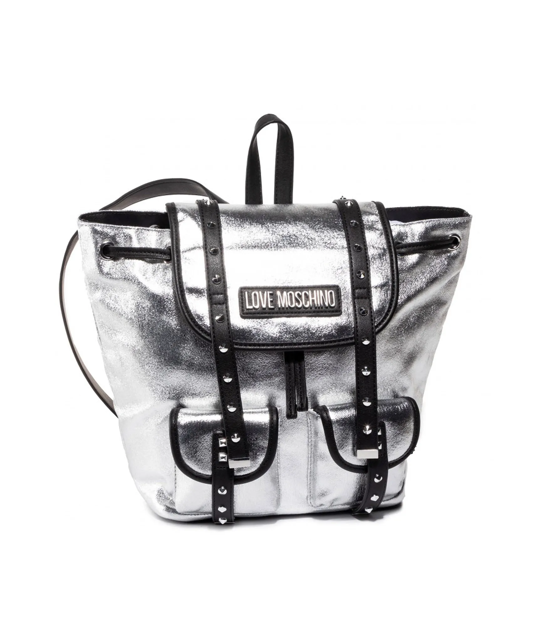 Borsa Canvas - Argento   Pu Nero