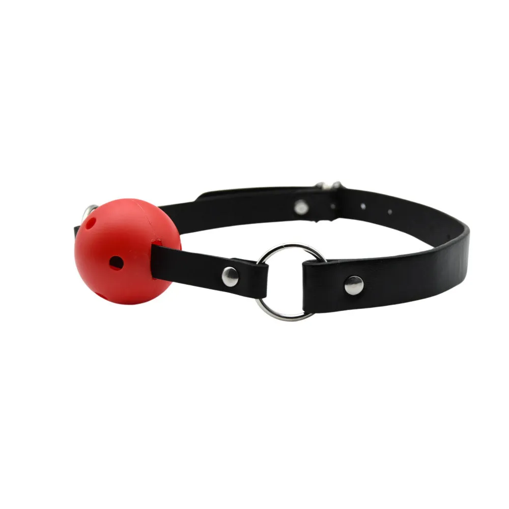 Bound to Play Breathable Ball Gag - Adjustable 4.5cm Gag for Beginners & Power Play, Red/Black