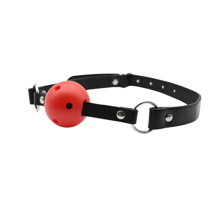 Bound to Play Breathable Ball Gag - Adjustable 4.5cm Gag for Beginners & Power Play, Red/Black