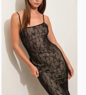 Bow Tie Mesh Maxi Dress