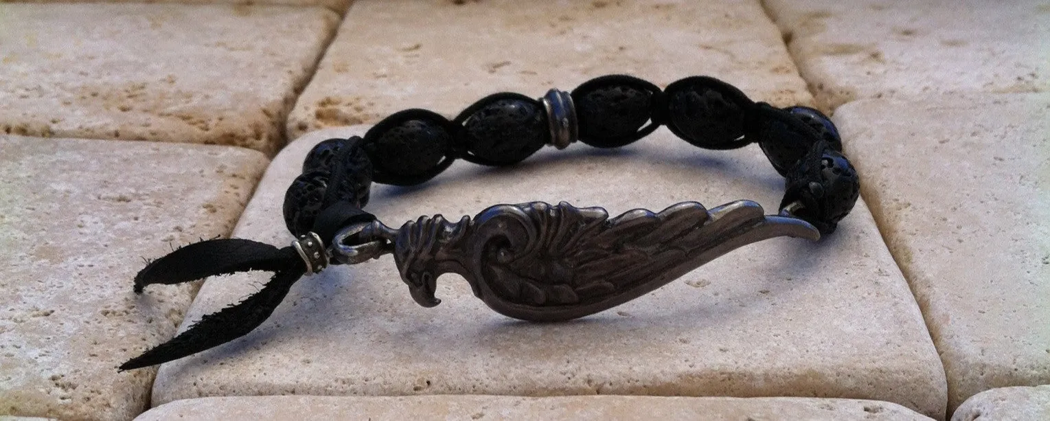 Bracelet - Sterling Silver Eagle Head & Wing