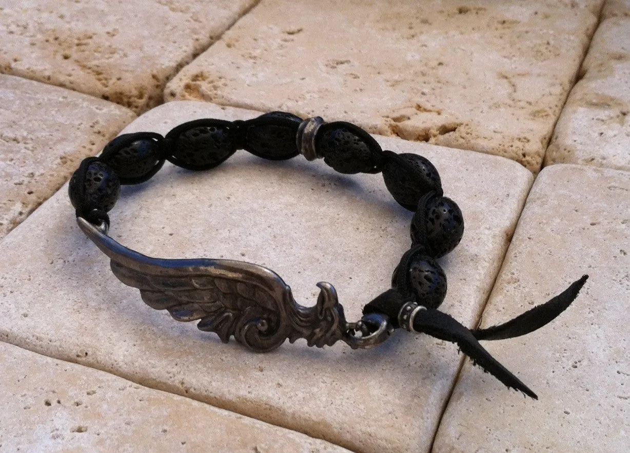Bracelet - Sterling Silver Eagle Head & Wing