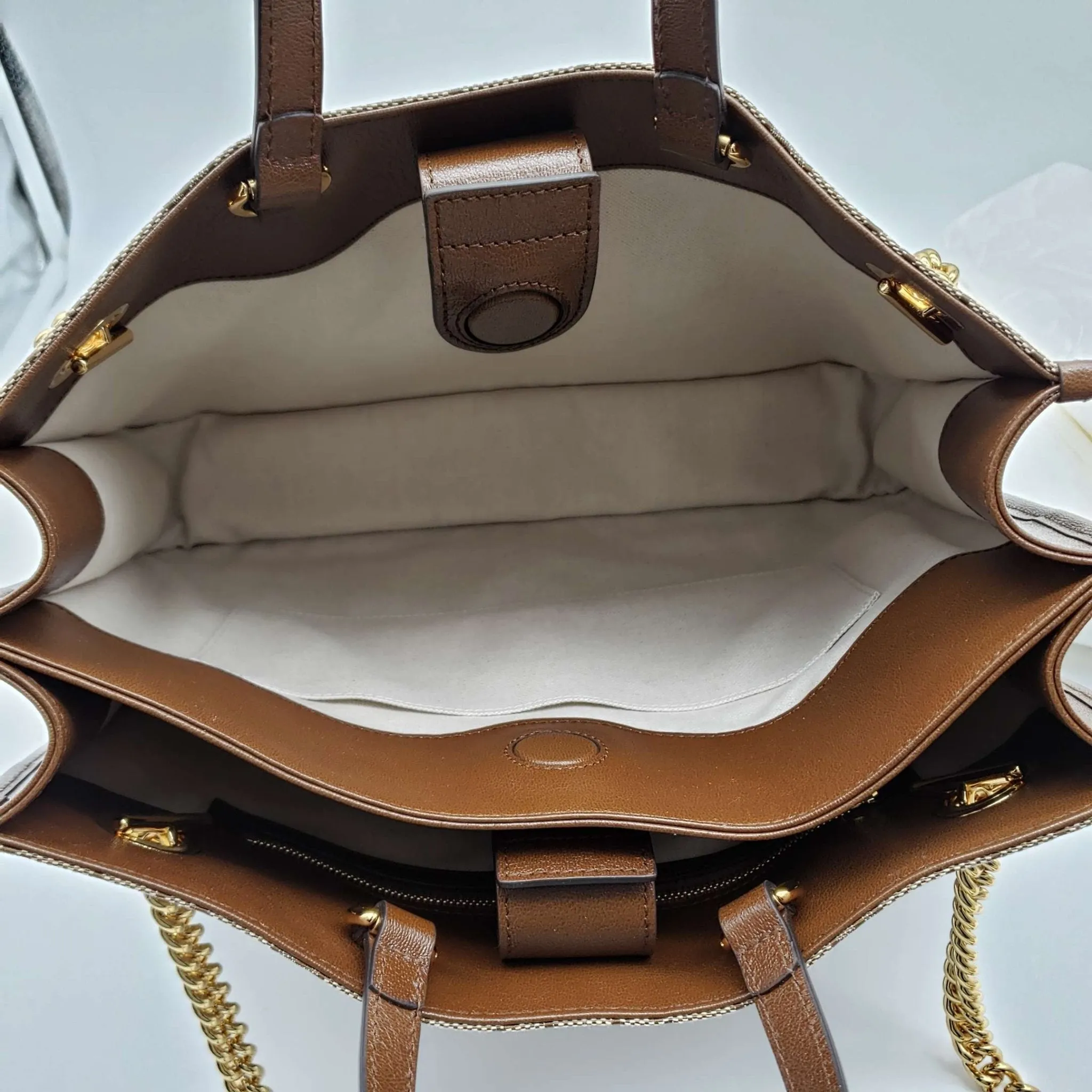 Brand New 1955 Gucci Horsebit Large GG Tote Bag