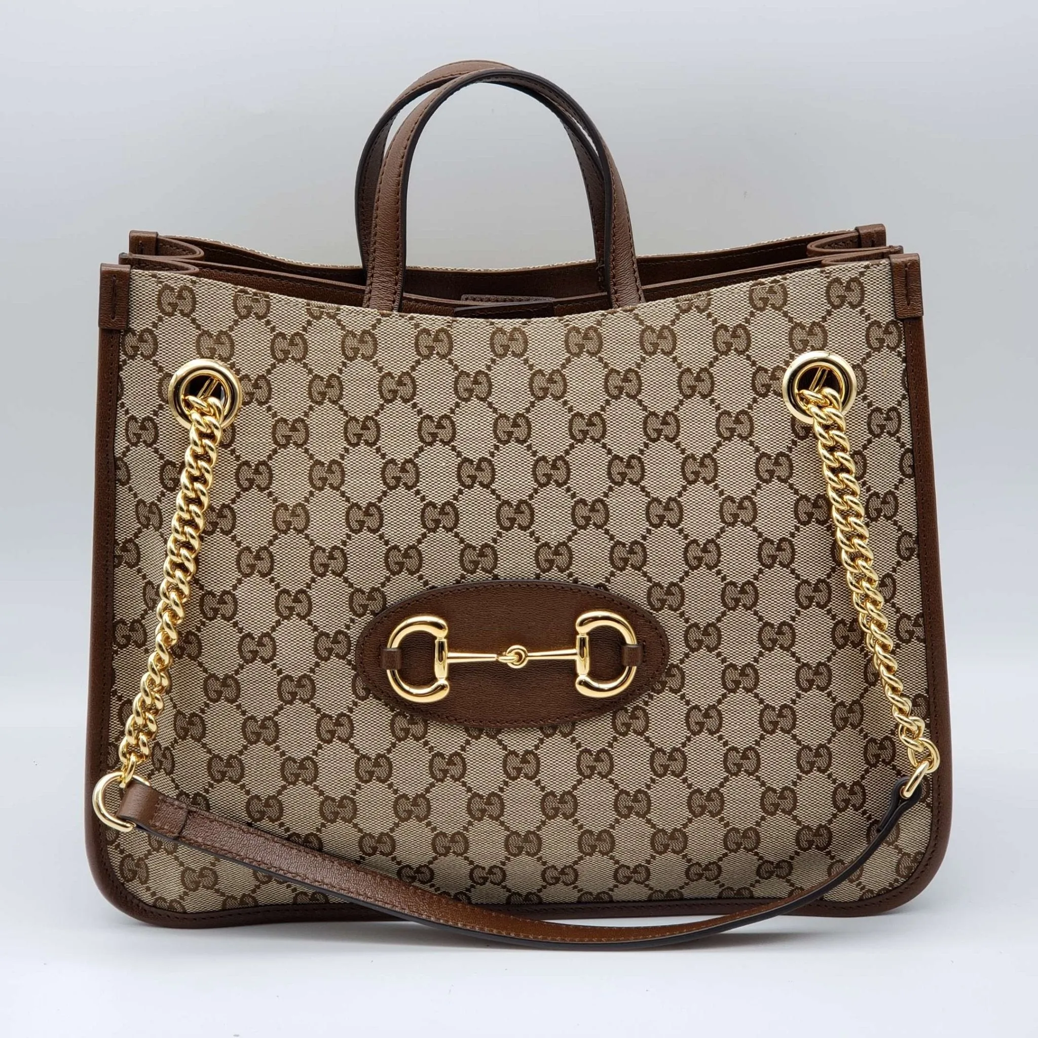 Brand New 1955 Gucci Horsebit Large GG Tote Bag