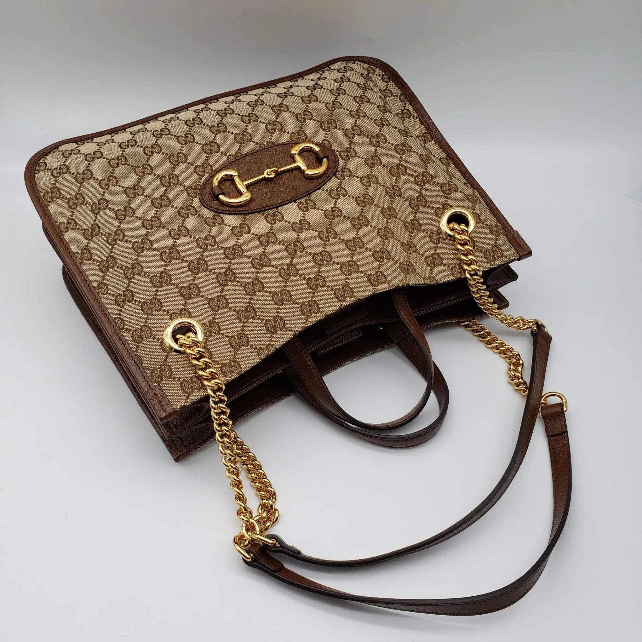 Brand New 1955 Gucci Horsebit Large GG Tote Bag