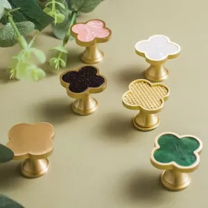 Brass Clover Shaped Door Knobs