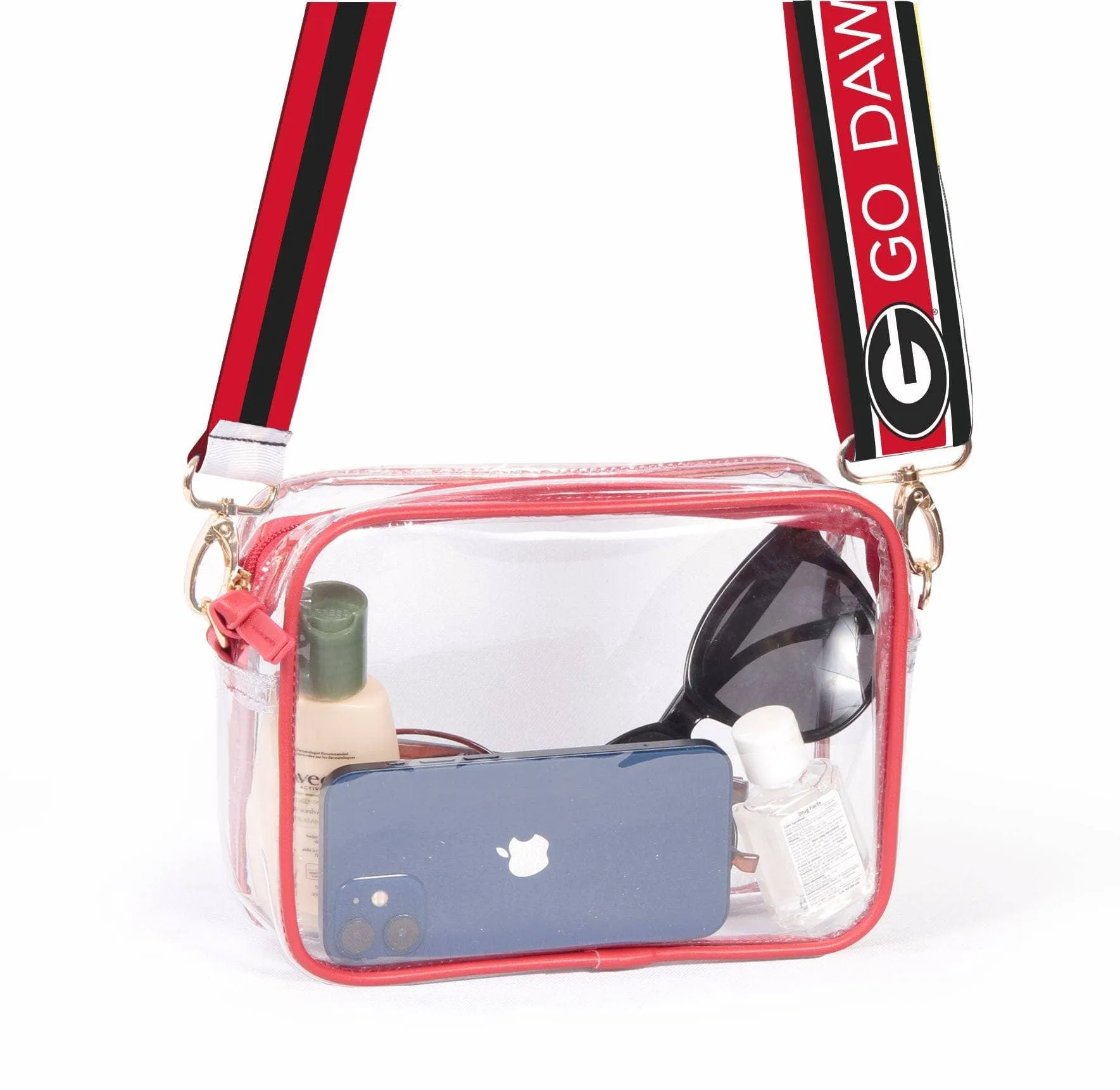 Bridget Clear Purse with Reversible Patterned Shoulder Straps - Georgia