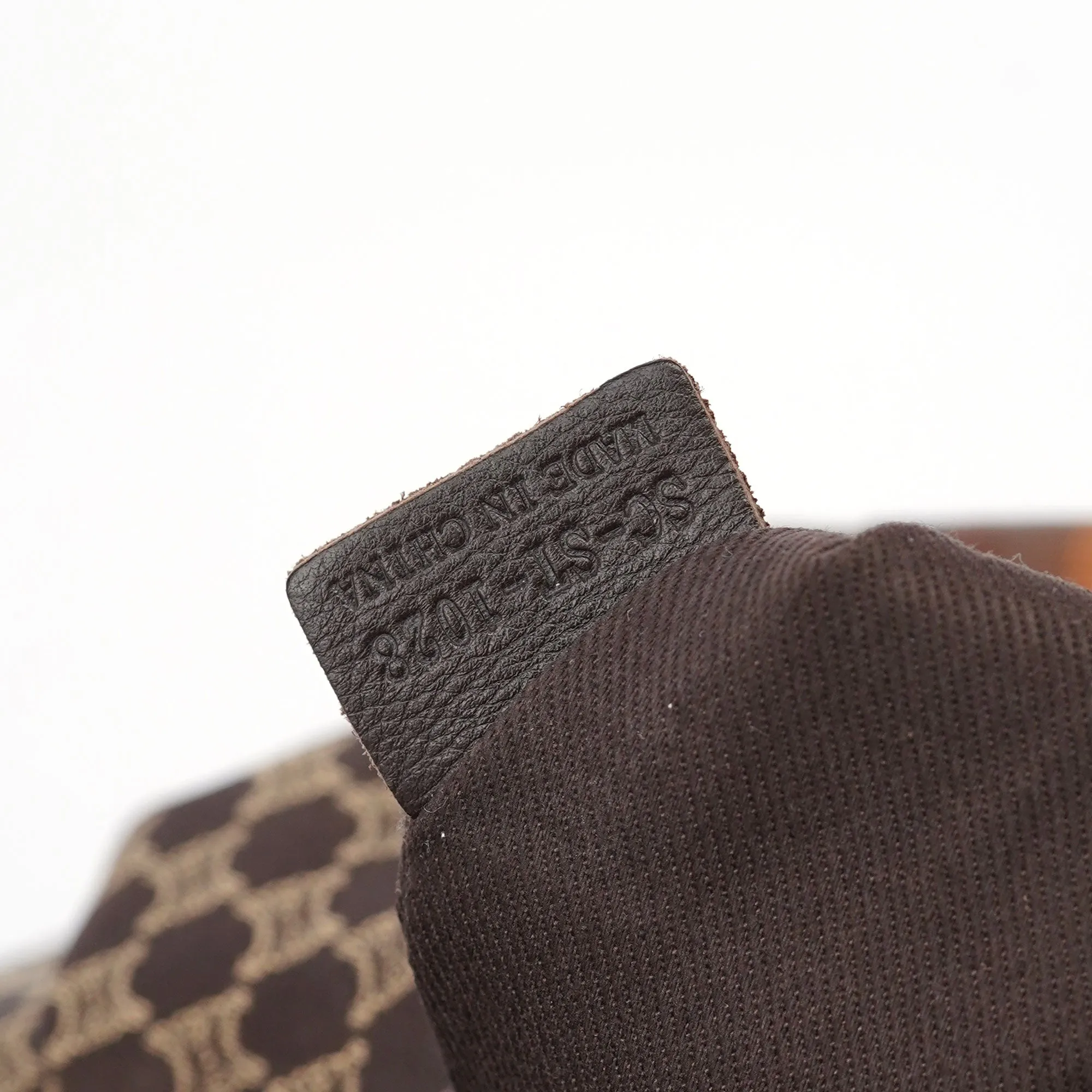 Brown Croc Embossed Triomphe Shoulder Bag
