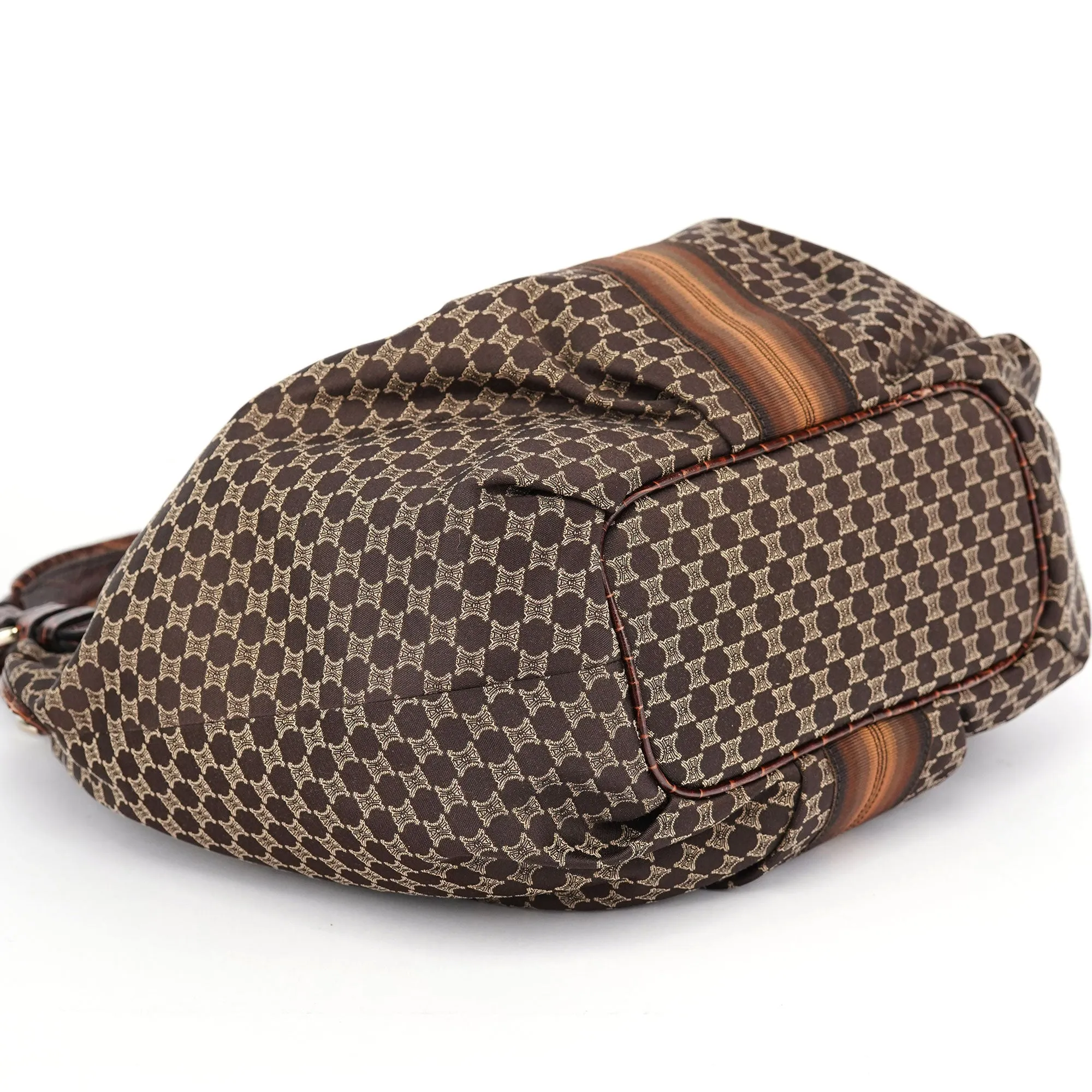 Brown Croc Embossed Triomphe Shoulder Bag