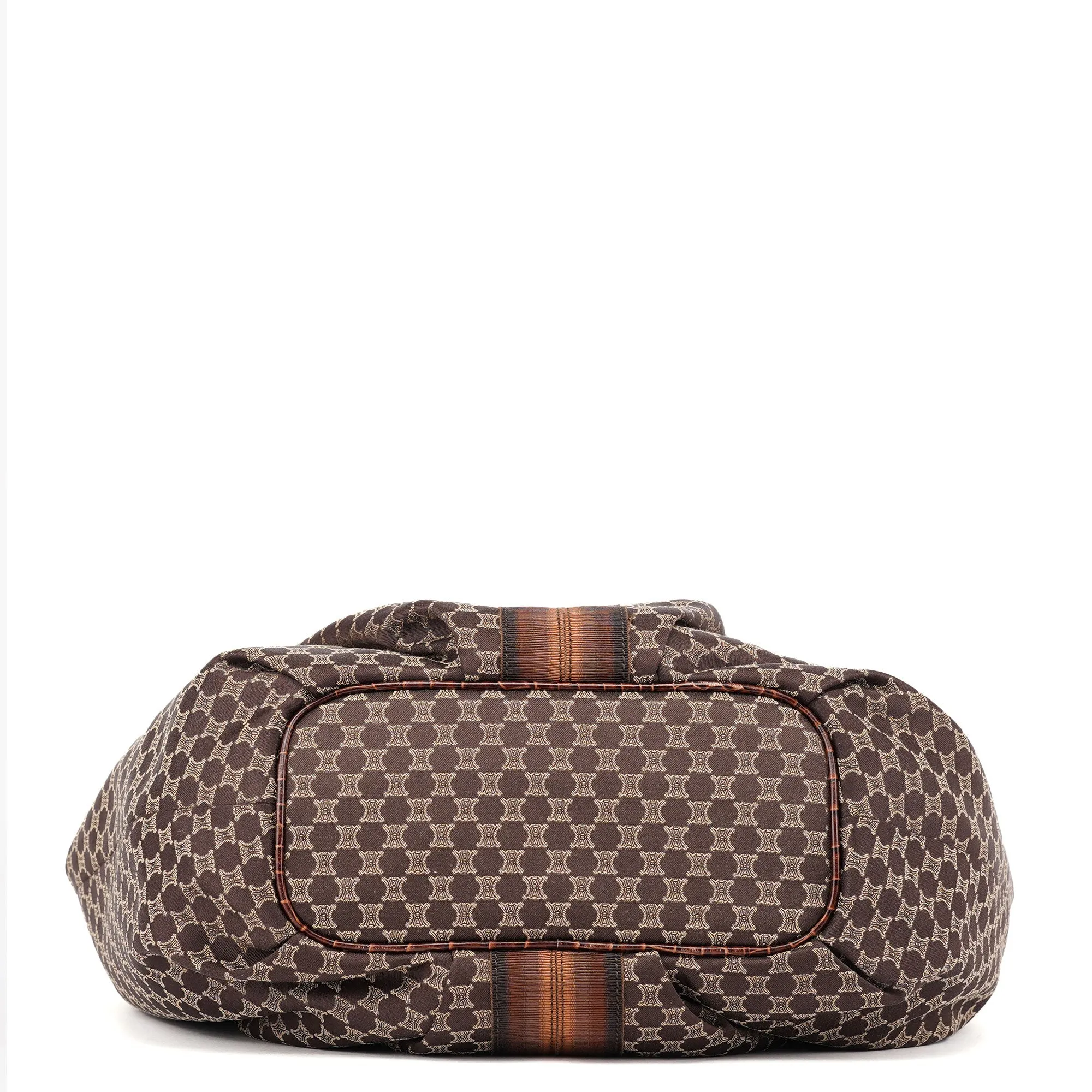 Brown Croc Embossed Triomphe Shoulder Bag