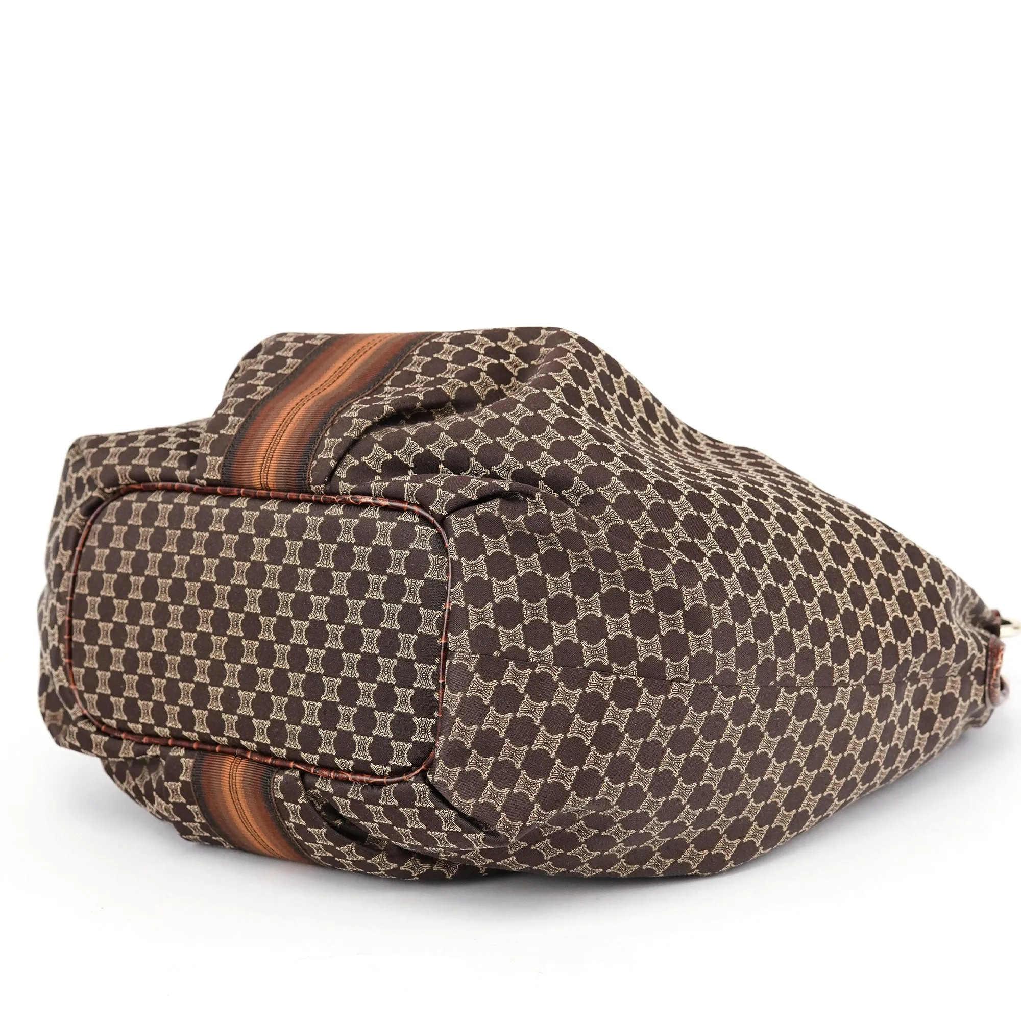 Brown Croc Embossed Triomphe Shoulder Bag