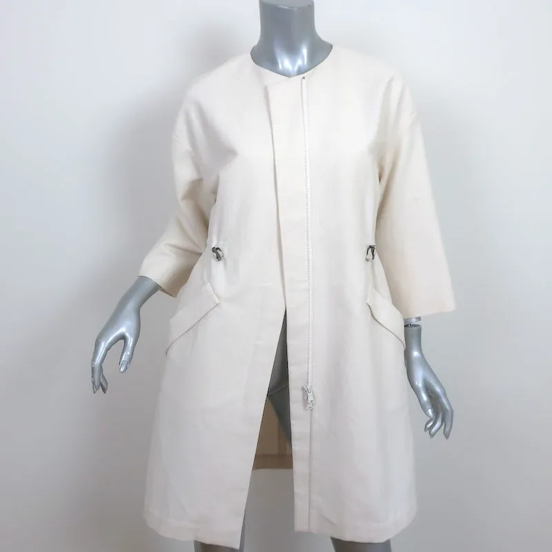 Brunello Cucinelli Drawstring-Waist Jacket Ecru Cotton Canvas Size 42