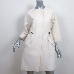 Brunello Cucinelli Drawstring-Waist Jacket Ecru Cotton Canvas Size 42