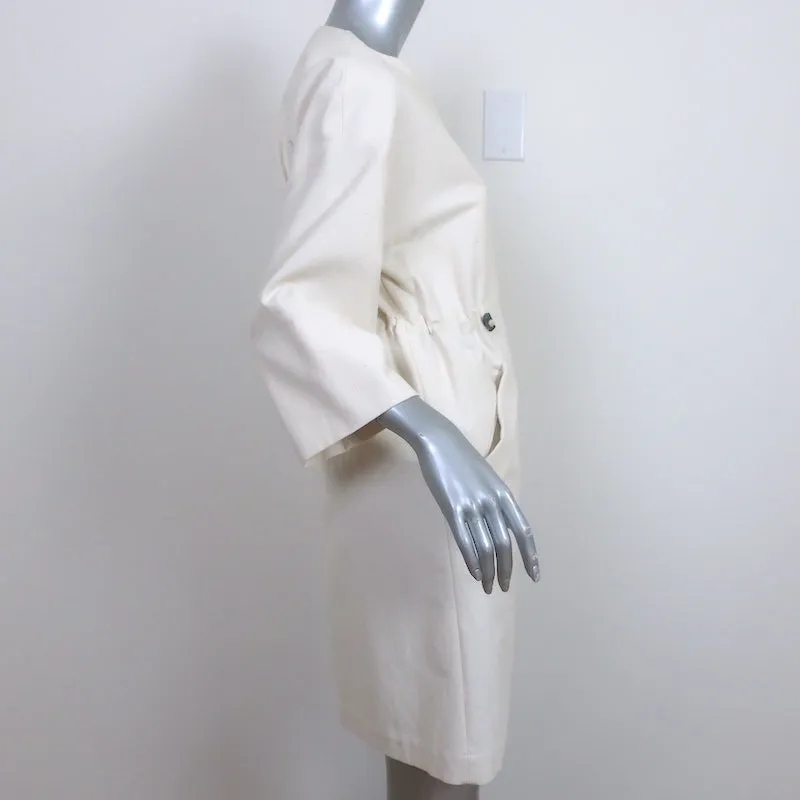 Brunello Cucinelli Drawstring-Waist Jacket Ecru Cotton Canvas Size 42
