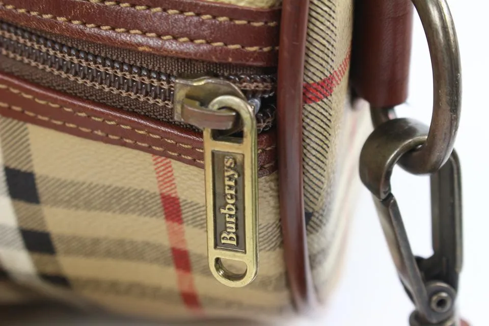 Burberry Beige Nova Check Duffle Bag with Strap Boston Upcycle ready 65b421s