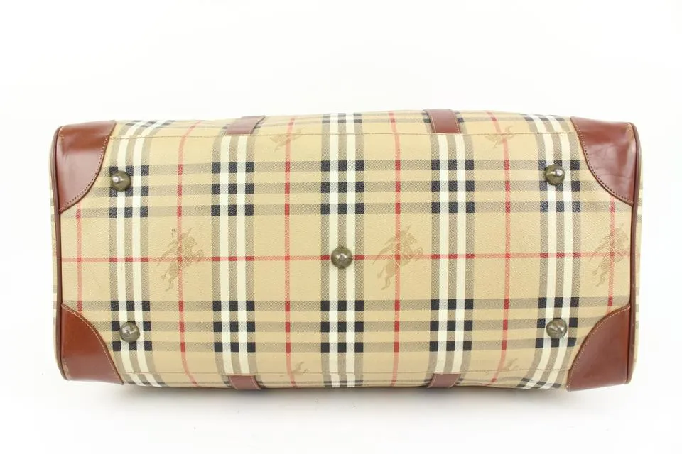 Burberry Beige Nova Check Duffle Bag with Strap Boston Upcycle ready 65b421s