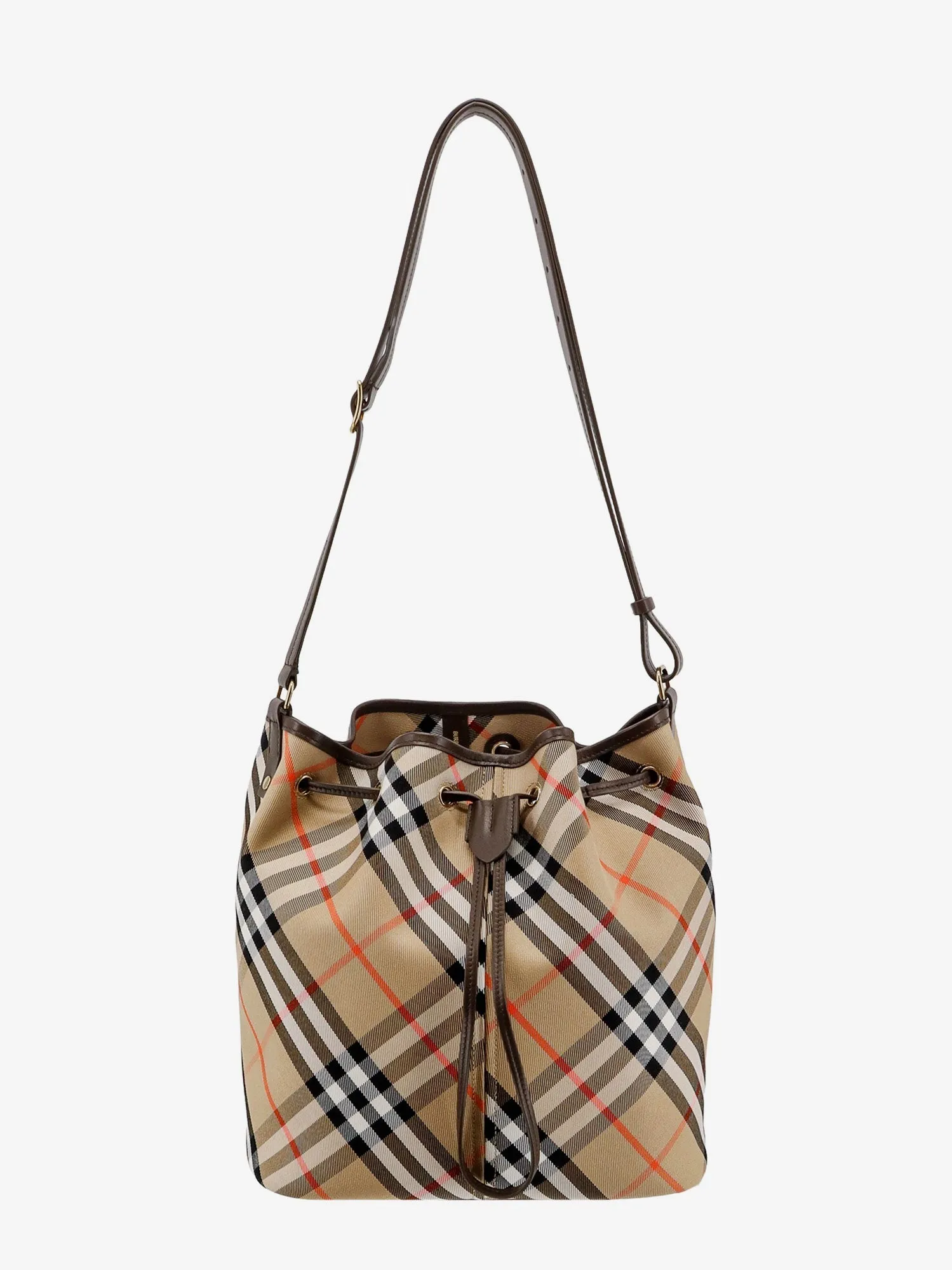 Burberry Canvas Bucket Bag With Check Motif