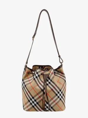 Burberry Canvas Bucket Bag With Check Motif