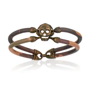 Camouflage Brown Stingray Bracelet with Antique Skull