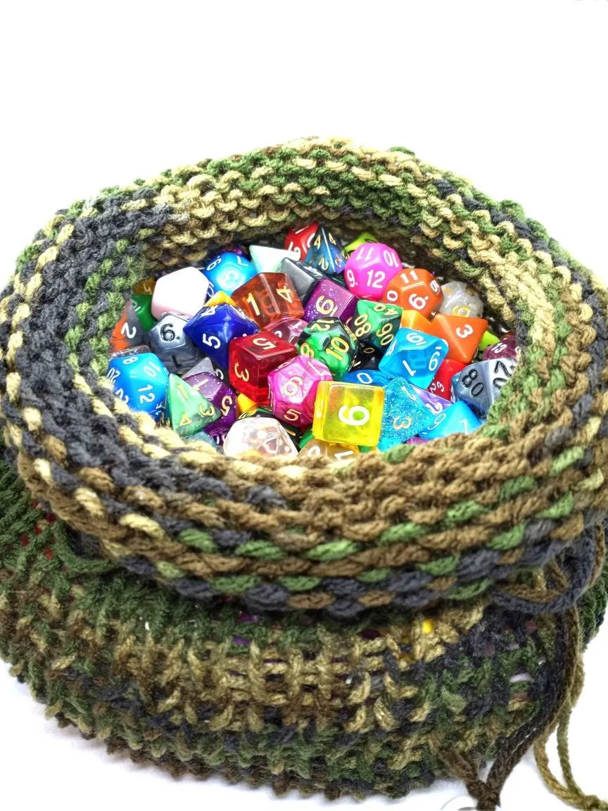 Camouflage Large Dice Bag, Stylish Drawstring Pouch for DND Dice Storage