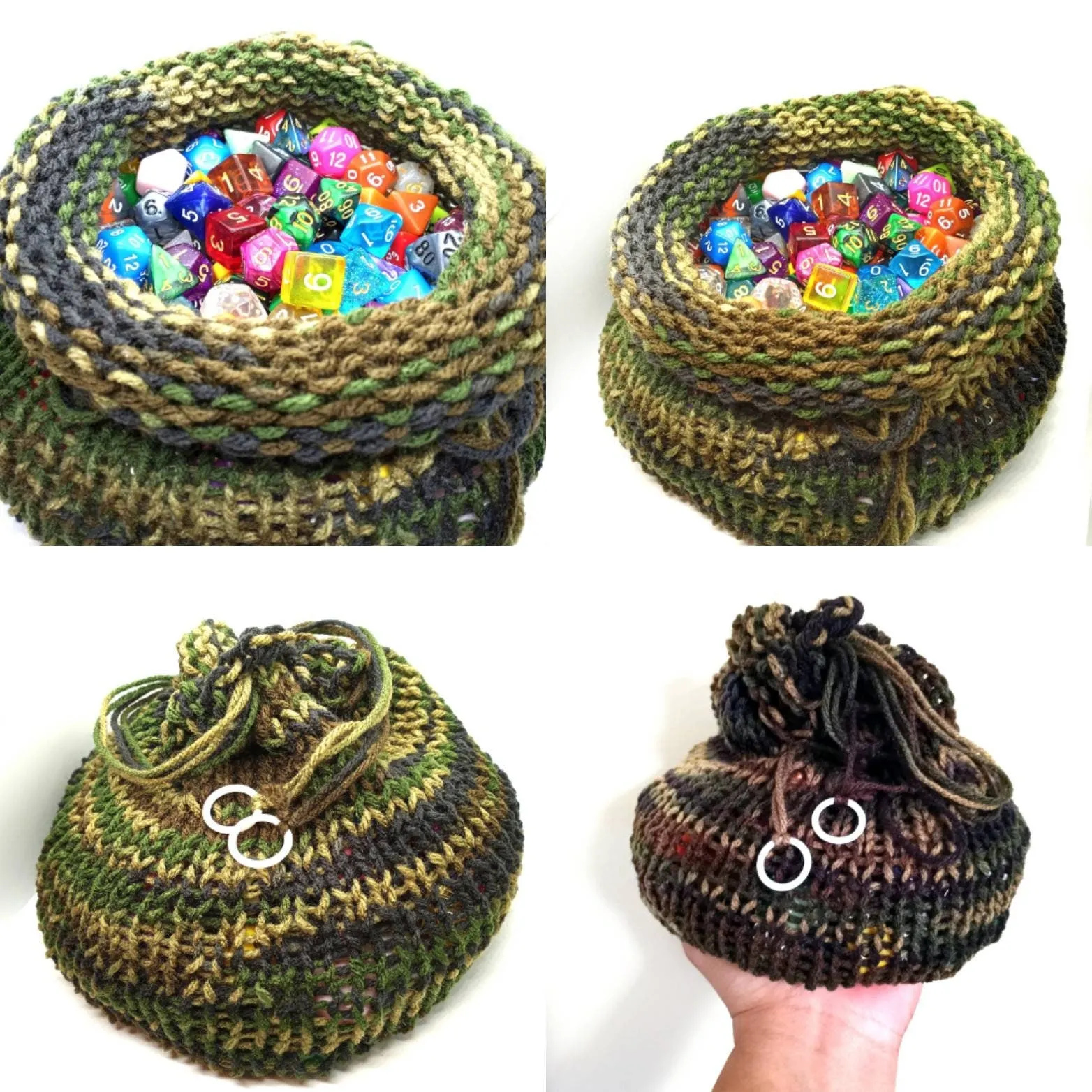 Camouflage Large Dice Bag, Stylish Drawstring Pouch for DND Dice Storage