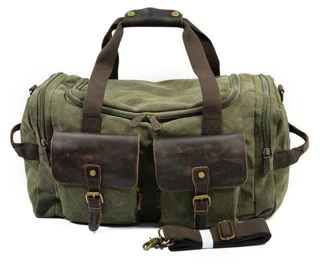 Canvas Duffle Bag Oversized Genuine Leather Bags