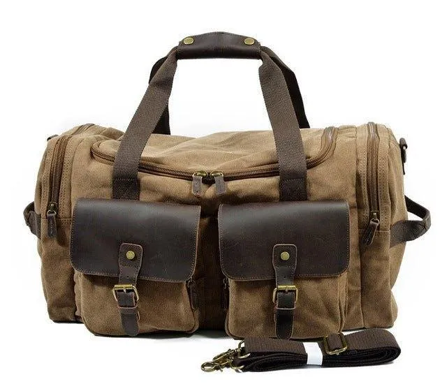 Canvas Duffle Bag Oversized Genuine Leather Bags