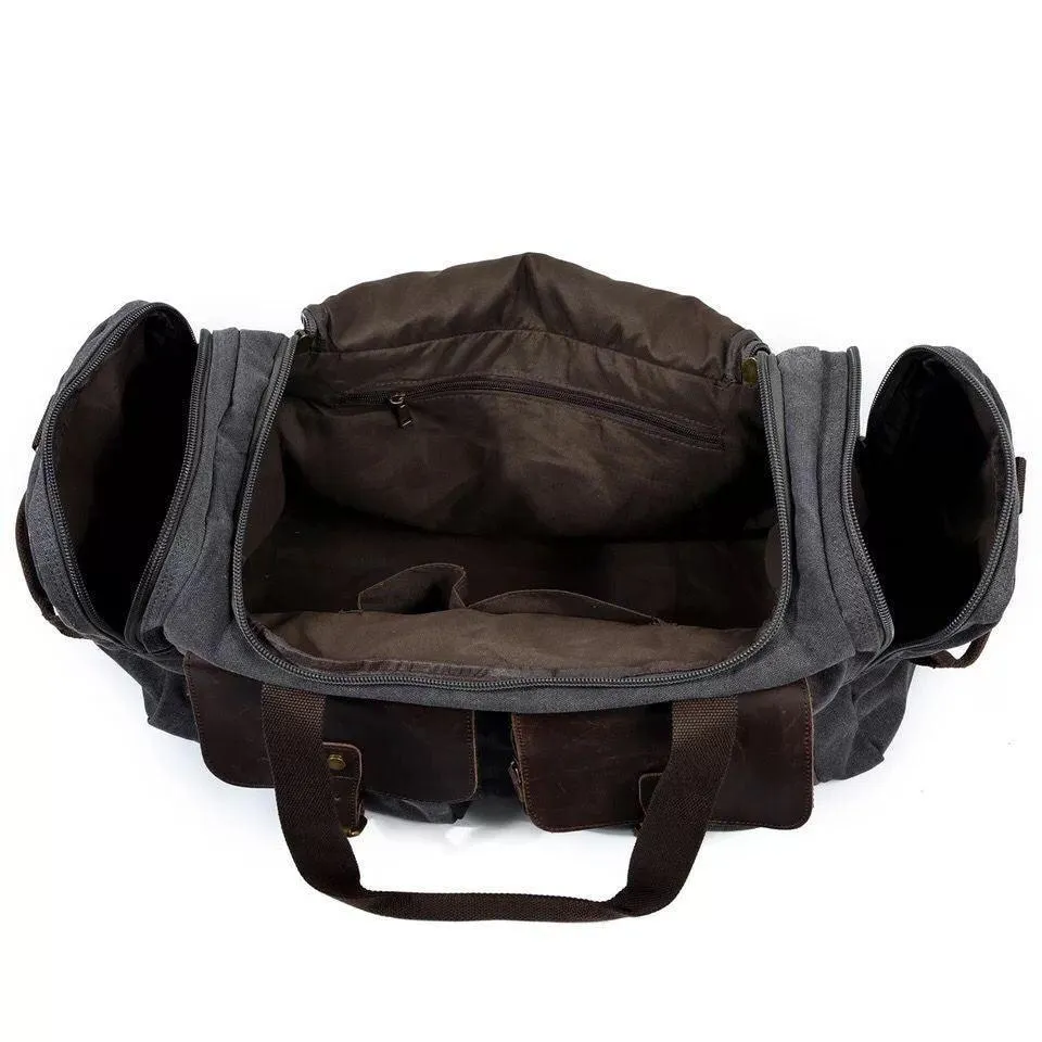 Canvas Duffle Bag Oversized Genuine Leather Bags