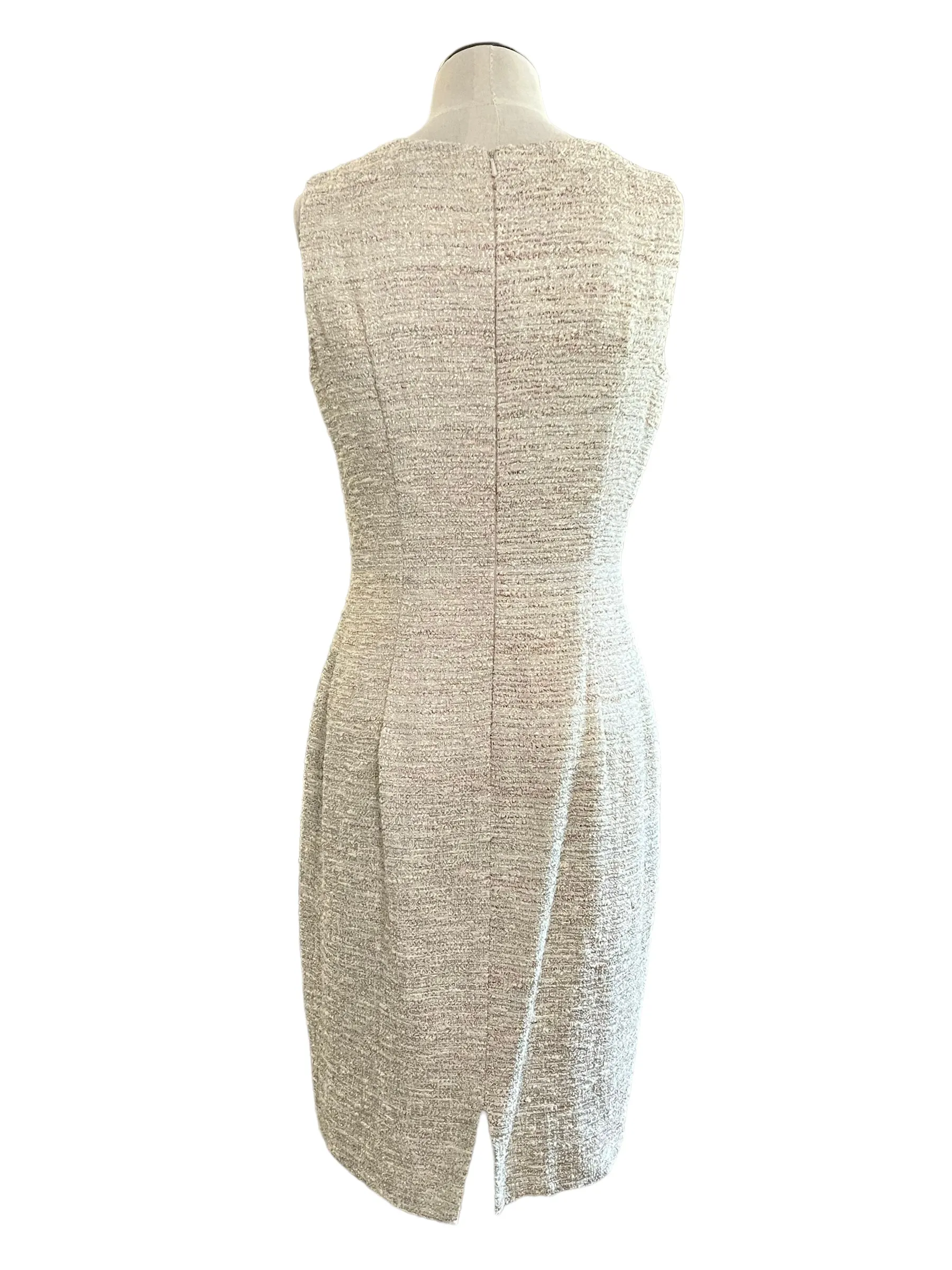 Carmen Marc Valvo Size 6 Cream Tweed Knit Dress