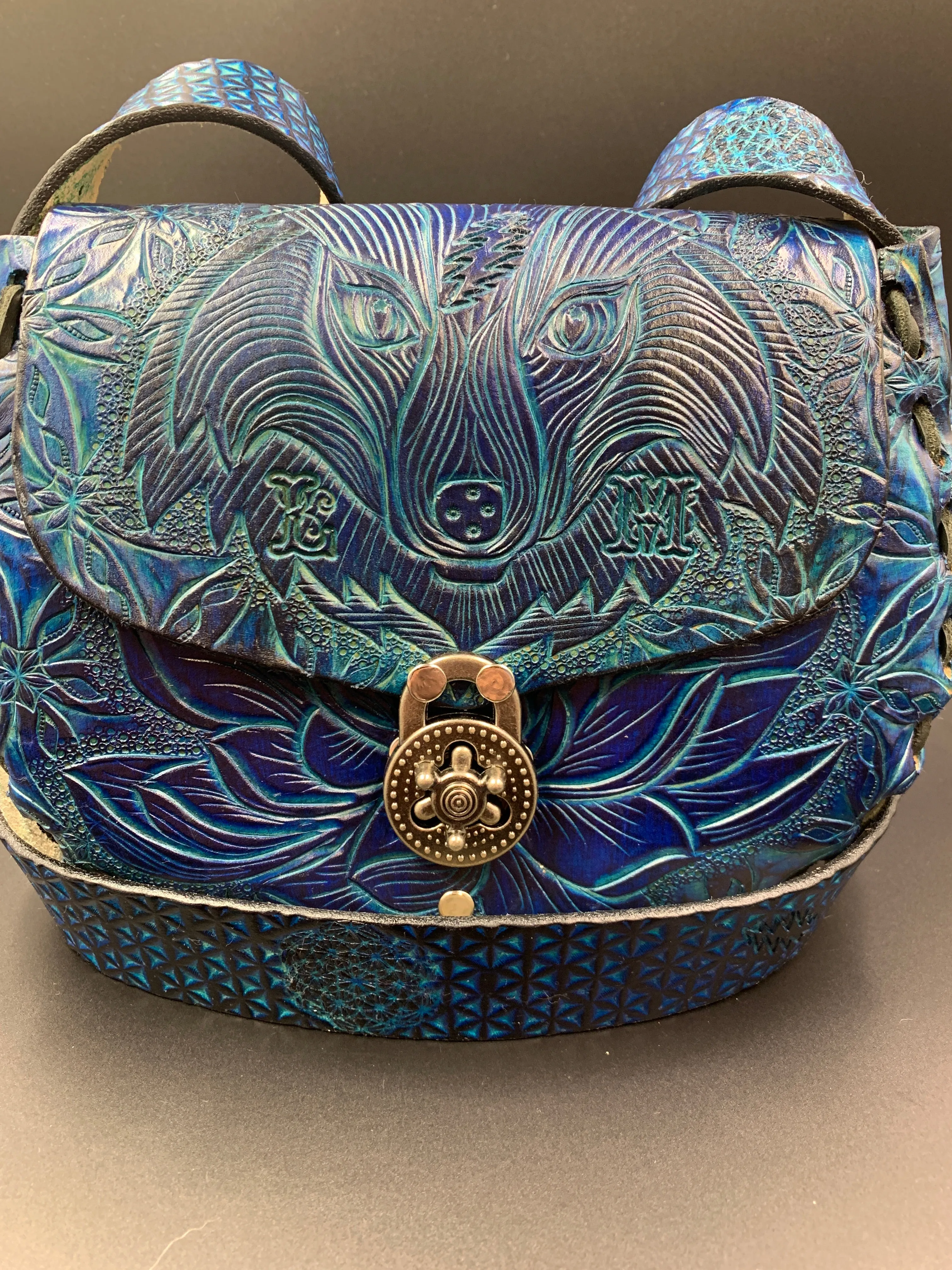 Carved Leather Purse Medium Round - Miscellaneous Designs