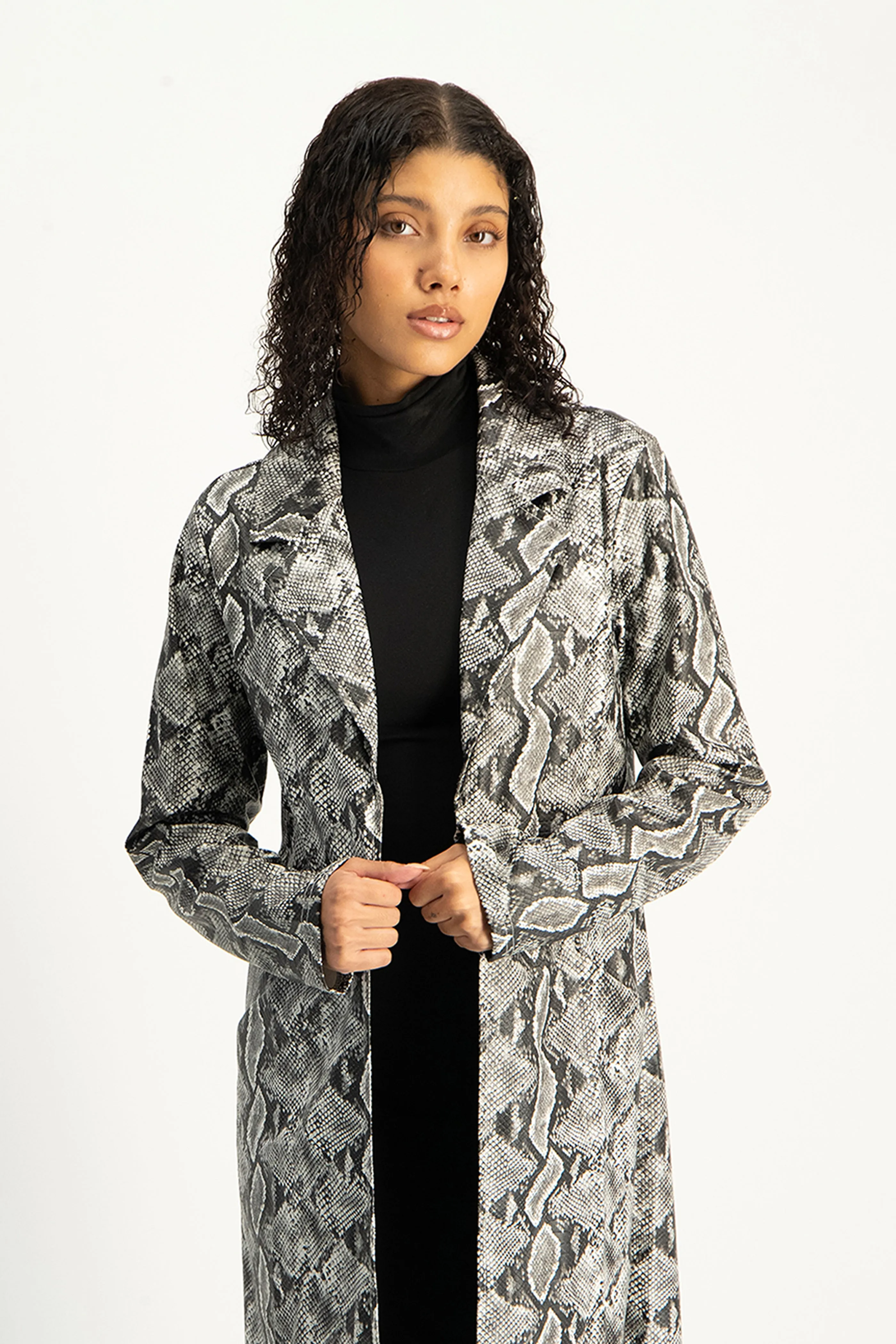Cece Faux Leather Trench Coat