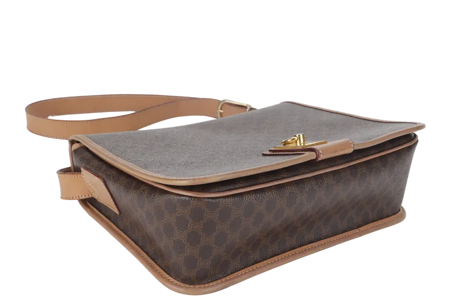 CELINE MACADAM SHOULDER BAG COATED CANVAS GOLD HARDWARE NO DUST COVER