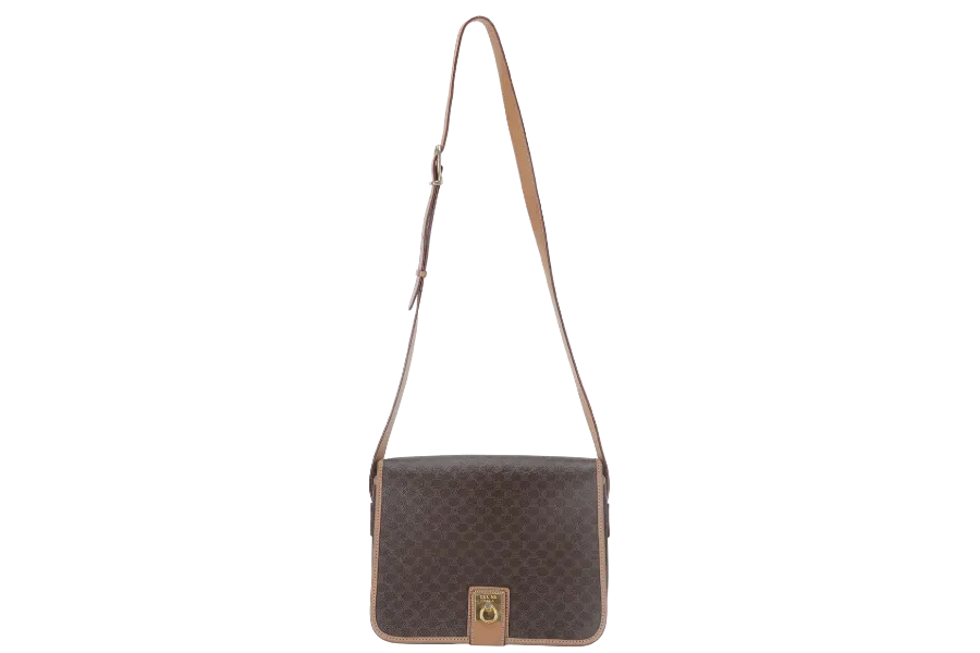 CELINE MACADAM SHOULDER BAG COATED CANVAS GOLD HARDWARE NO DUST COVER