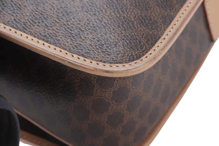 CELINE MACADAM SHOULDER BAG COATED CANVAS GOLD HARDWARE NO DUST COVER