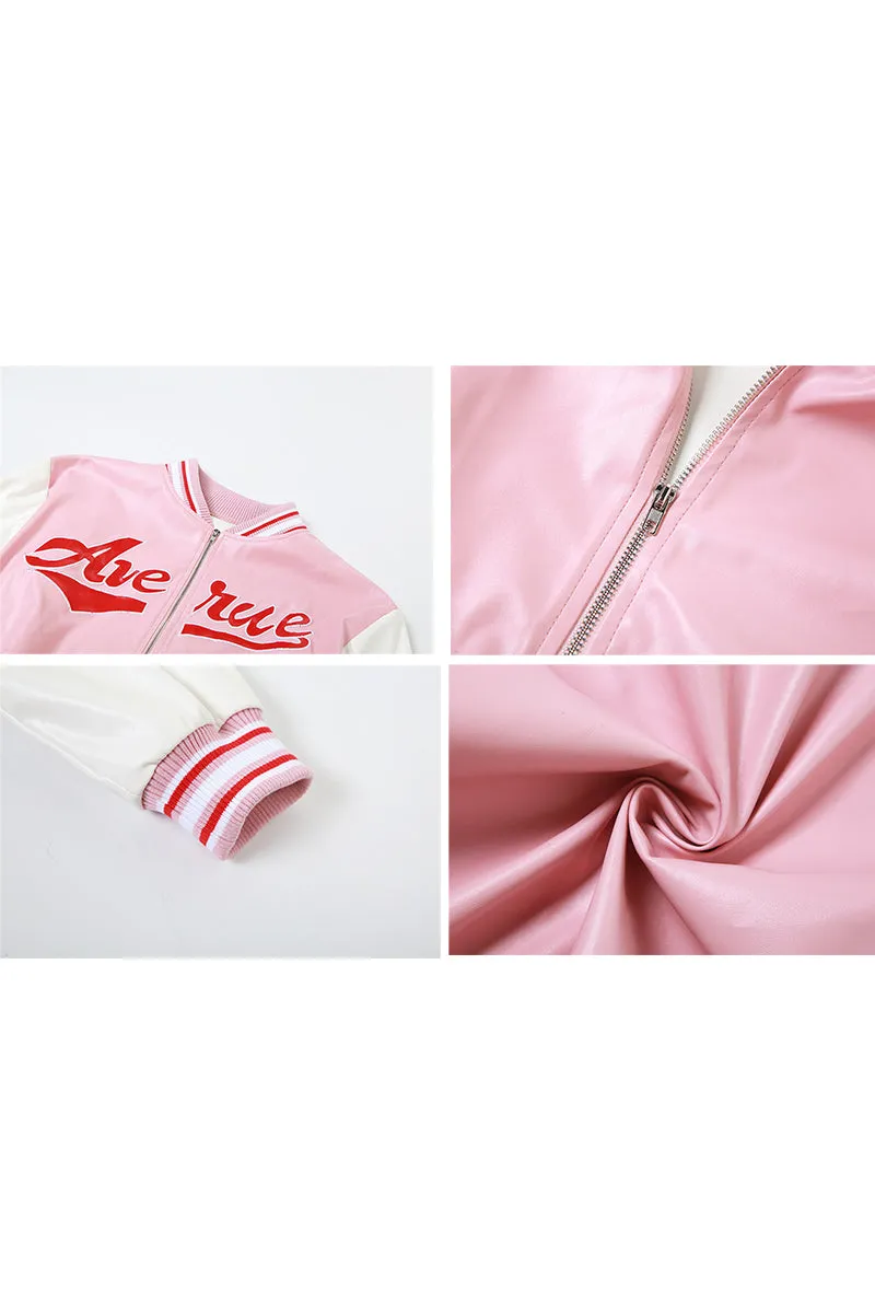 CG0298 Vegan Leather Varsity Jacket