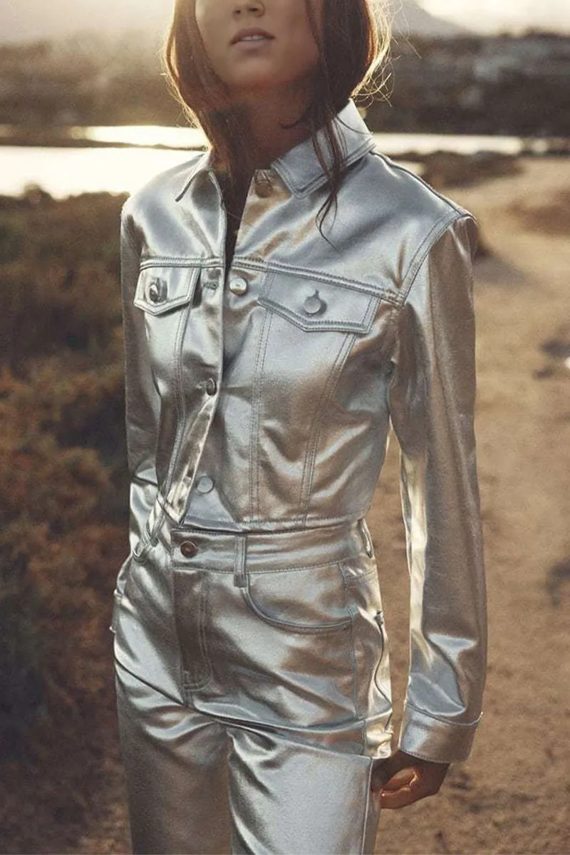 CH0263 Metallic Crop Jacket