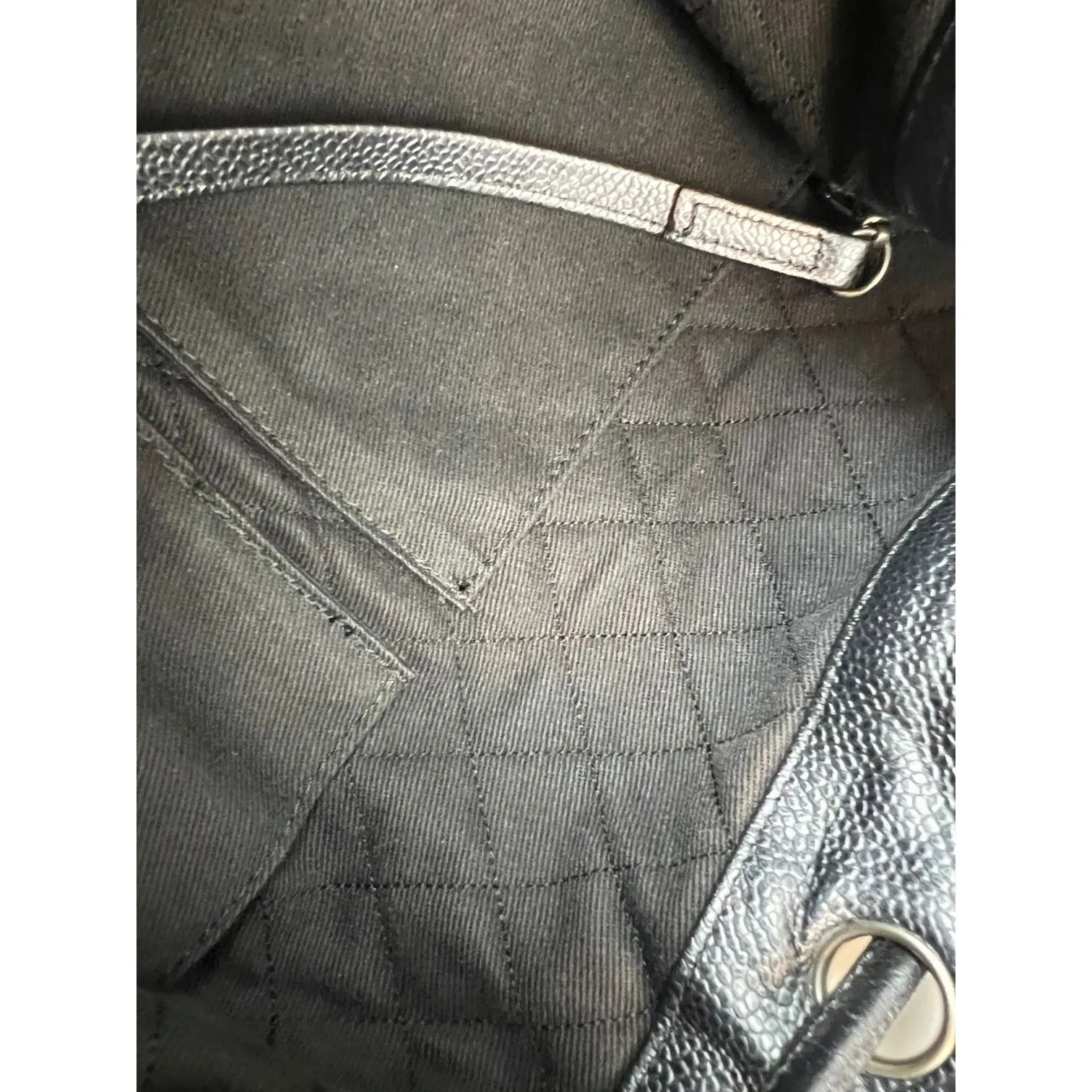 CHANEL Satin CC Large Black Bucket Shouler Bag