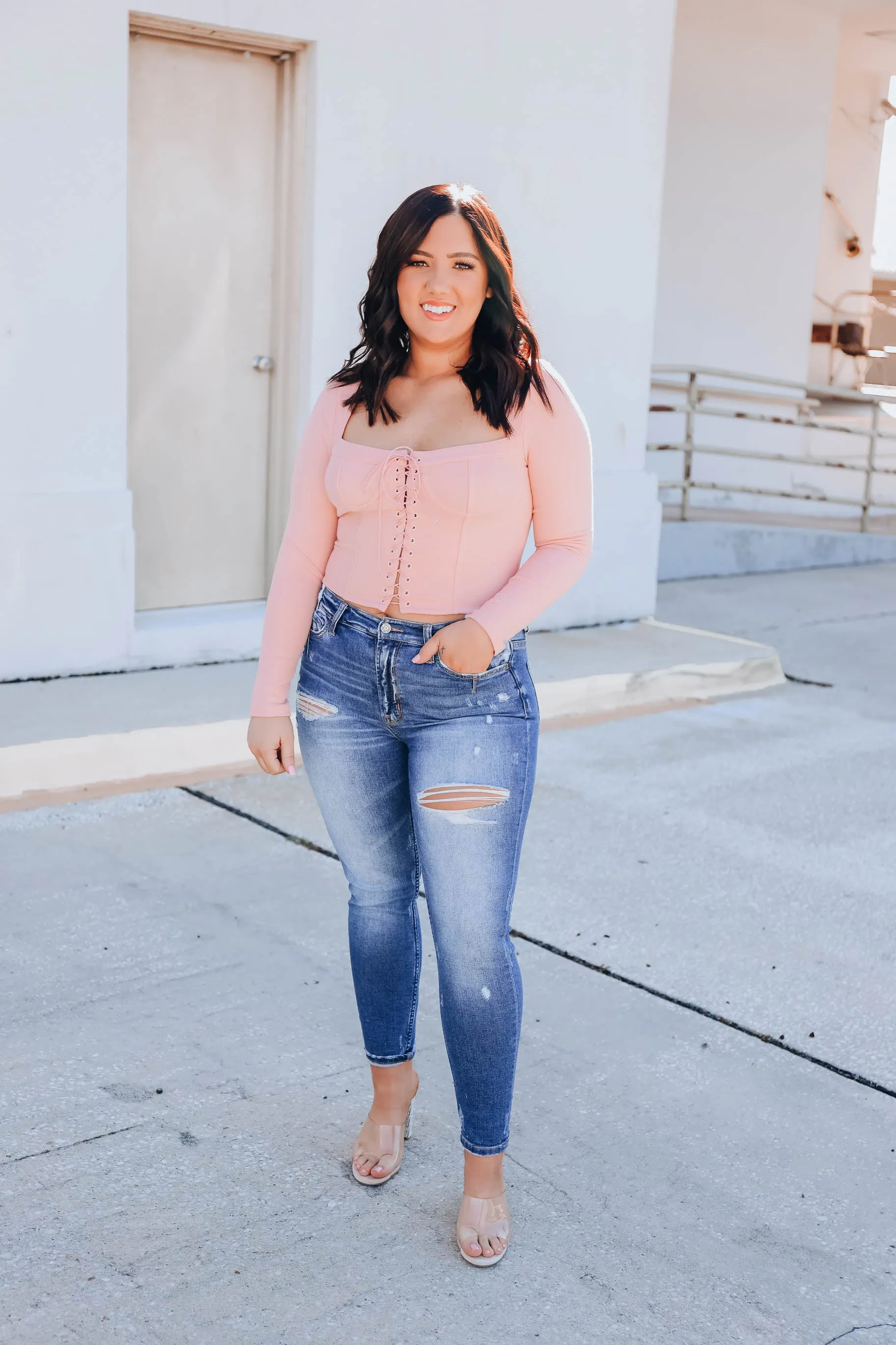Chino Cropped Corset - Pink