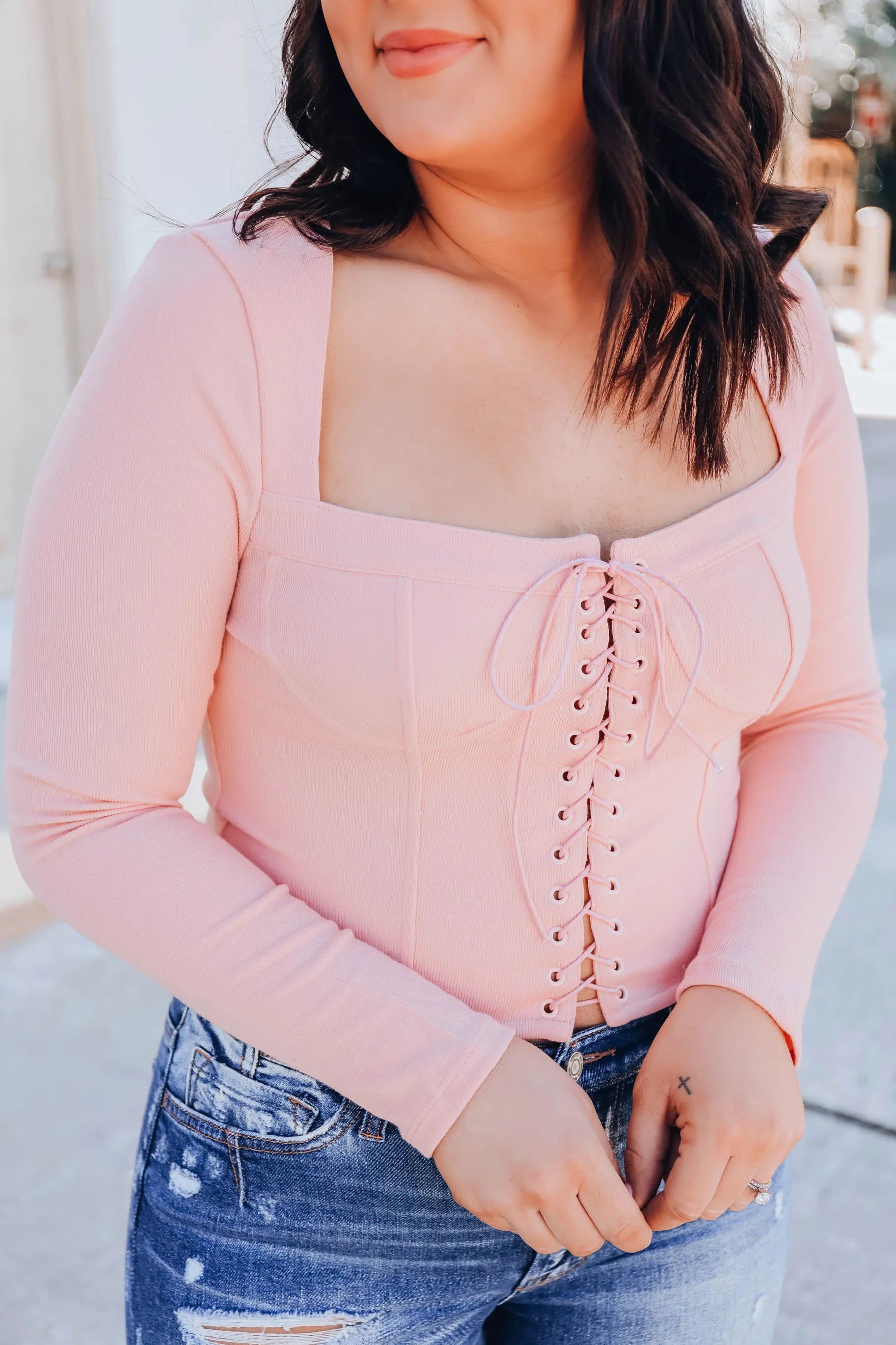 Chino Cropped Corset - Pink