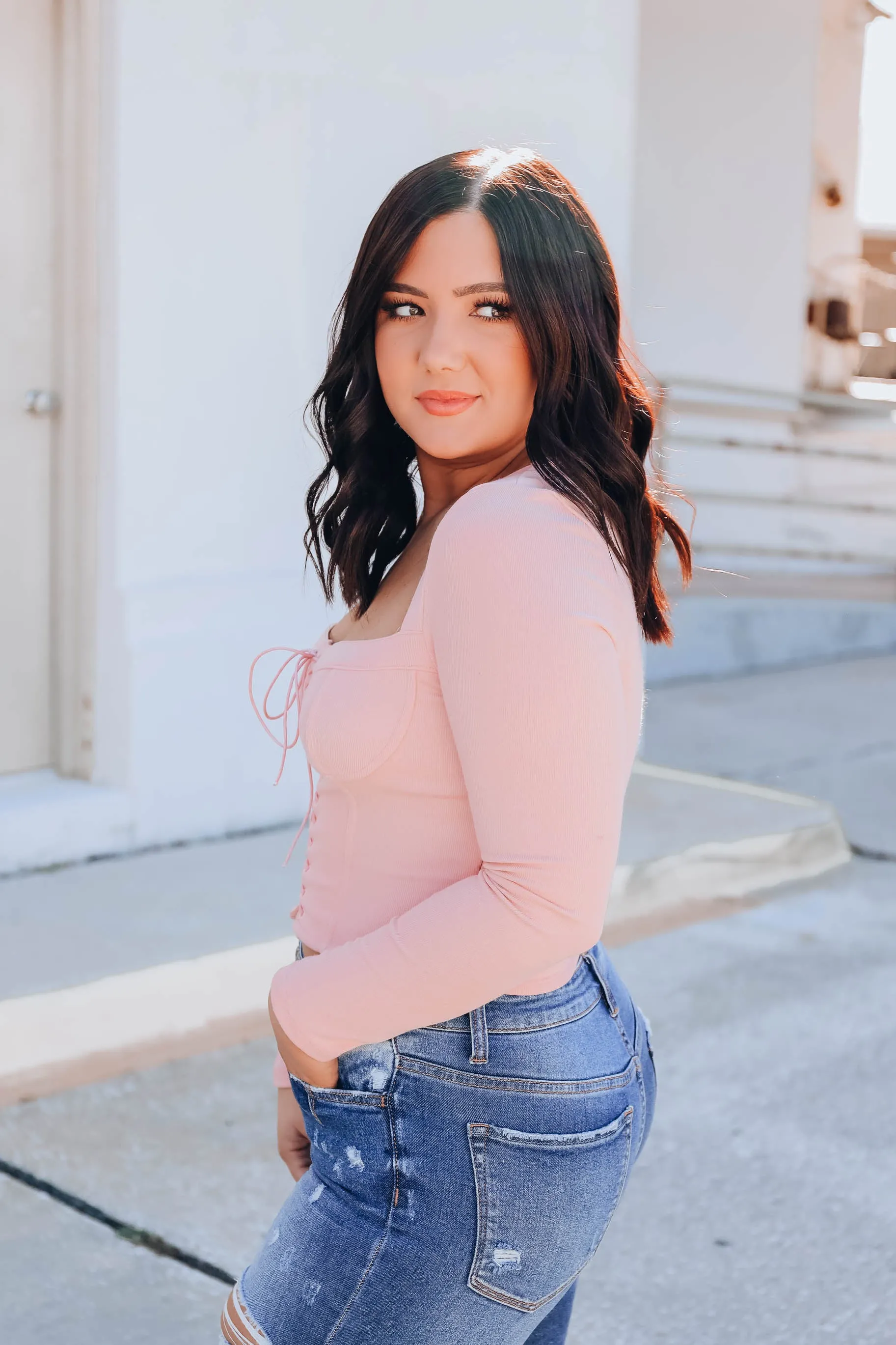 Chino Cropped Corset - Pink