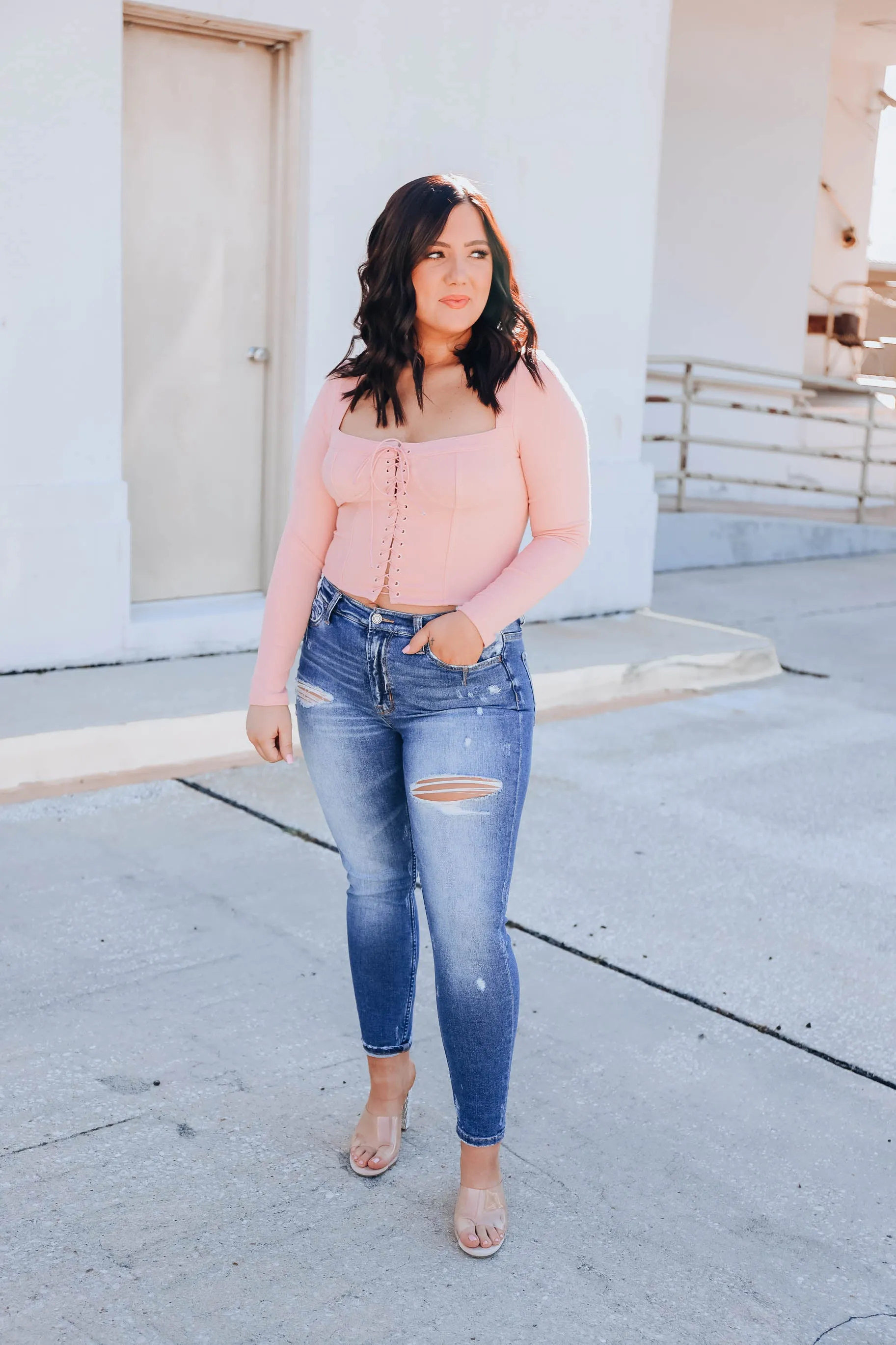 Chino Cropped Corset - Pink